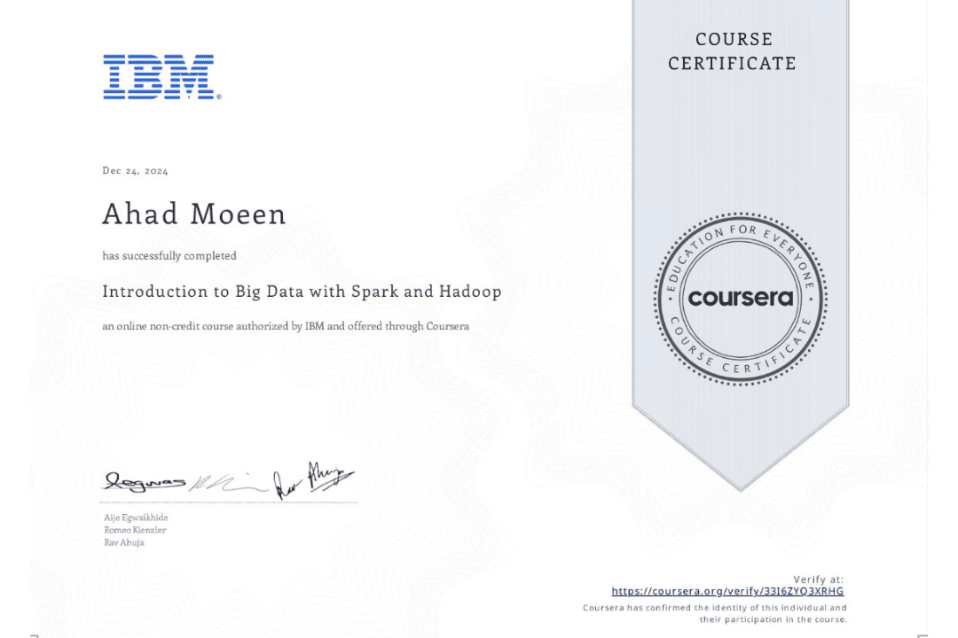 Introduction to Big Data with Spark and Hadoop